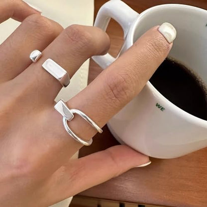 Handmade Rings 925 Sterling Silver Band Ring Adjustable Open Knuckle Rings Thumb Ring Statement Rings for Women Minimalist Jewelry - color: Pattern 4