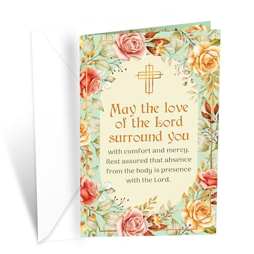 Prime Greetings Sympathy Card Religious, Made in America, Thick Card Stock with Premium Envelope Packaged in a Reusable Presentation Mailer, Eco-Friendly, 5in x 7.75in