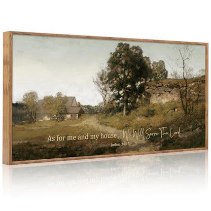 Aurlan As For Me And My House Joshua 24:15 Framed Wall Art 40x20 Inch - color: Joshua 24:15, size: 40"L x 20"W