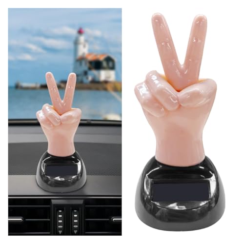Swing Finger Car Dashboard Decoration, Solar Powered Waving Hand Figure Ornament, Funny Stress Relief Interior Decor for Car Home Office(Beige) - color: Beige
