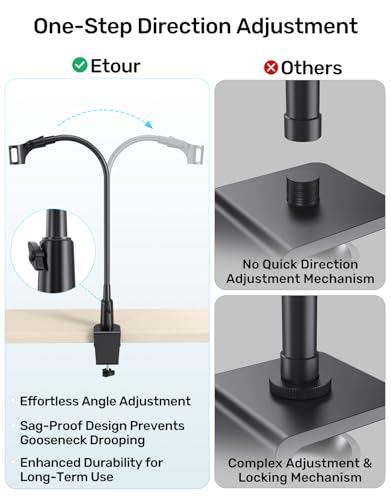 19-in Gooseneck Mic Stand with Desk Clamp, 3/8 & 1/4 Adapters, 360° Swivel - size: Upgraded Clamp