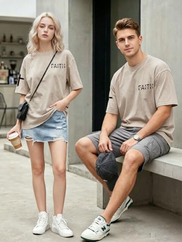 Christian Shirt for Men Jesus Loves You Shirt Oversized Acid Wash Tops - color: Apricot-d, size: Medium