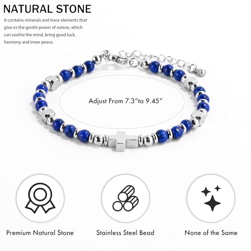 VIBILIA Cross Beaded Bracelets for Women, Birthday Gifts - color: G 1. Cross - Royal Blue