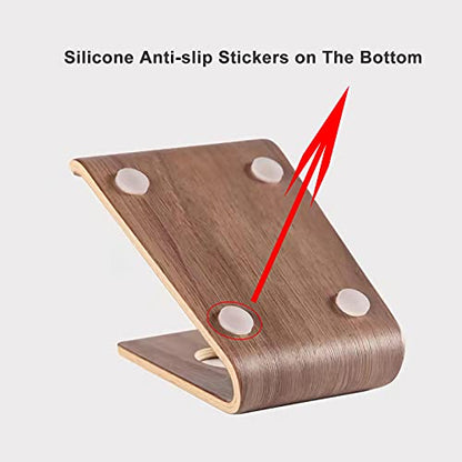 Wooden Cell Phone Stand, Universal Mobile Phone Holder Stand Non Slip Stable Desktop Phone Stand for iPhone, iPhone13,Samsung Galaxy Smartphones, iPad, Tablets Facetime Holder for Desk