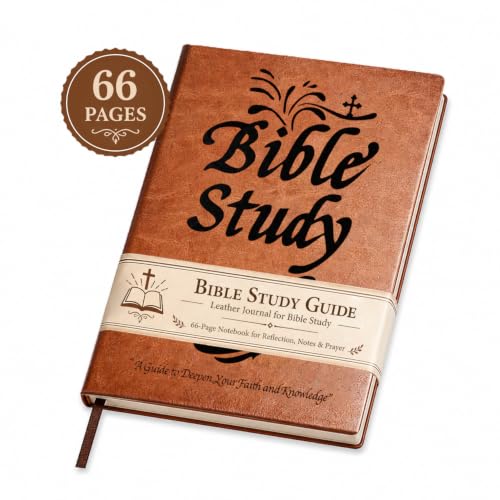 66-Page Bible Study Guide & Devotional Journal - Christian Workbook with Scripture Summaries & Daily Reflections, PU Leather Cover, Beginner-Friendly Spiritual Growth Notebook, Brown