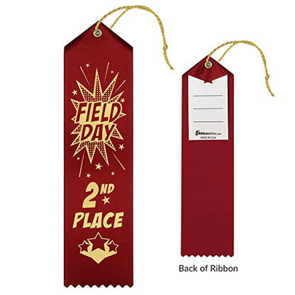 RibbonsNow School Field Day Ribbons 1st - 2nd - 3rd Place – 45 Total Ribbons - 15 Each Place with Card & String - size: 45 Total Ribbons