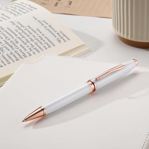 Cross Foundry Pearl Metallic White with Rose Gold Pen (White, Ballpoint) - color: White