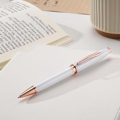 Cross Foundry Pearl Metallic White with Rose Gold Pen (White, Ballpoint) - color: White