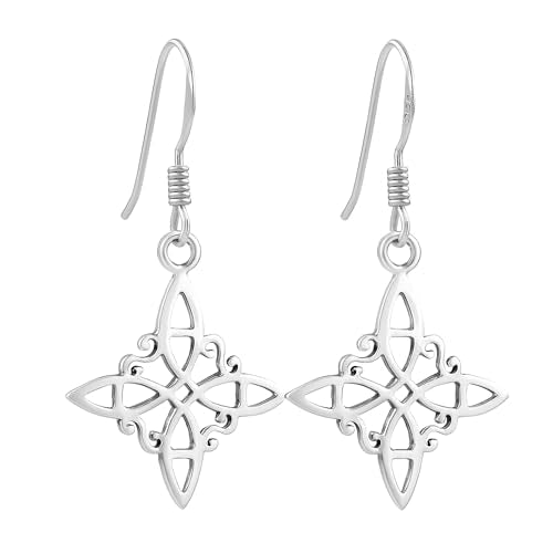AeraVida 925 Sterling Silver Celtic Triquetra Cross Earrings| Irish Trinity Witches Knot Spiritual Jewelry for Women| Christian Cross Sterling Silver Jewelry (Dangle)
