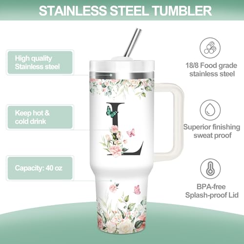 Christian Gifts for Women, Monogrammed L Tumbler 40Oz - style: Initial L cup