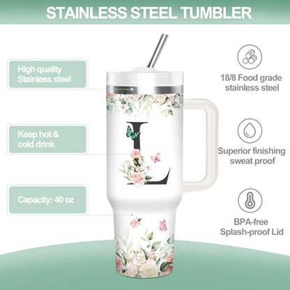 Christian Gifts for Women, Monogrammed L Tumbler 40Oz - style: Initial L cup