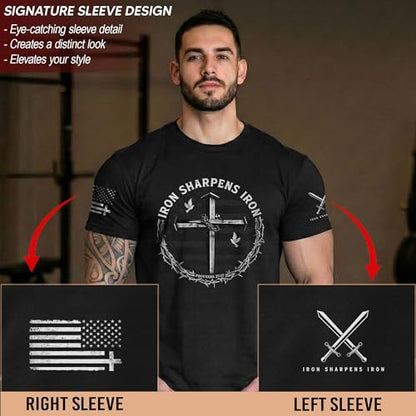 Iron Sharpens Iron T-Shirt Men, Christian Shirts for Men - color: Ds10-black, size: 3X-Large