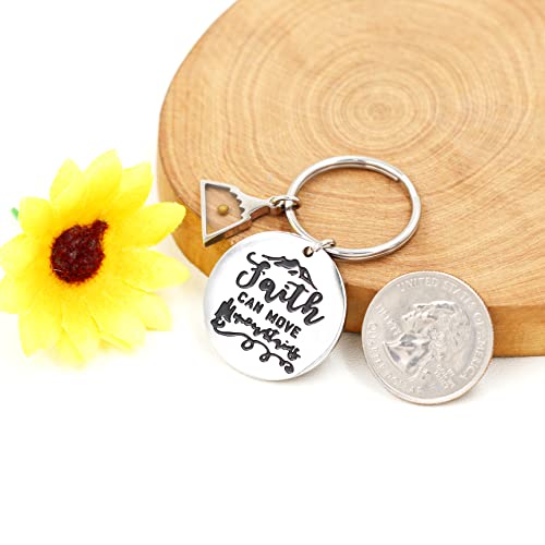 Uloveido Stainless Steel Faith Cross Keychain & Jesus Loves Me Christian Keyring Mustard Seed Charms Religious Jewelry - style: Faith Can Move-triangle