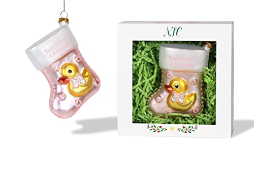 | Baby Girl Stocking Glass Ornament | Baby Collection - color: Clear