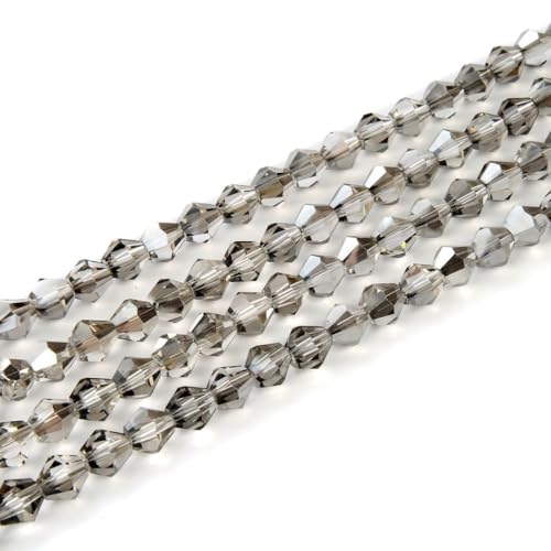 250pcs Czech 6mm (0.24 Inch) Faceted Bicone Crystal Glass Beads Spacer Bulk Silver Champagne - color: Silver Champagne, size: 6mm - 250pcs