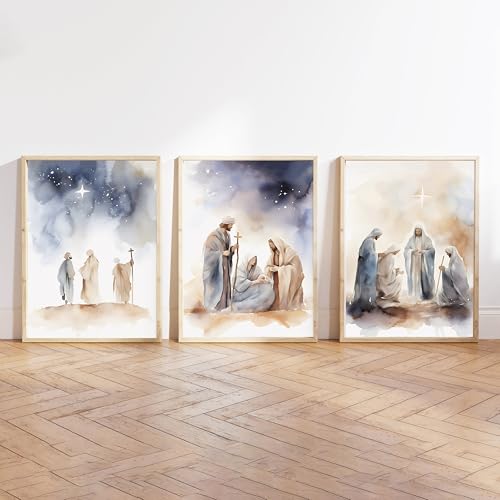 KERAXL Jesus Poster Canvas Christian Wall Art Religious Wall Decor God Picture Prints For Home Decor (8×12 inch,Set of 3,Unframed)