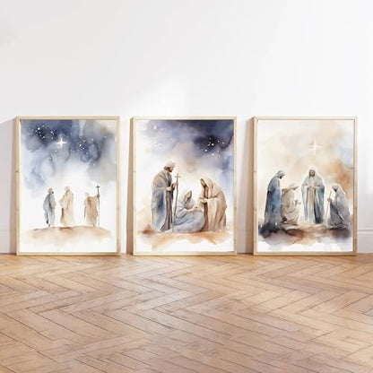 KERAXL Jesus Poster Canvas Christian Wall Art Religious Wall Decor God Picture Prints For Home Decor (8×12 inch,Set of 3,Unframed)
