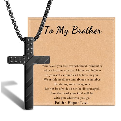 Tarsus Faith Cross Necklace for Boys Son Brother Christian Jewelry Gifts - style: Brother
