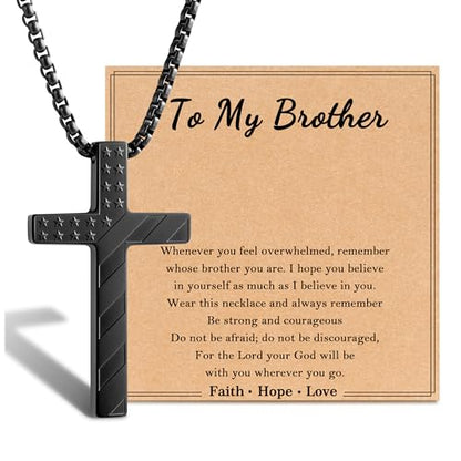 Tarsus Faith Cross Necklace for Boys Son Brother Christian Jewelry Gifts - style: Brother