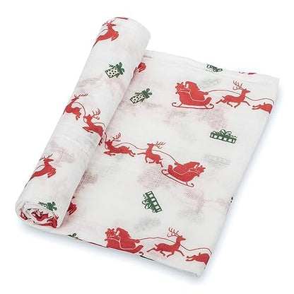 LollyBanks Muslin Swaddle Blanket, 47 x 47 in, Newborn Receiving Blanket - color: And to All a Goodnight
