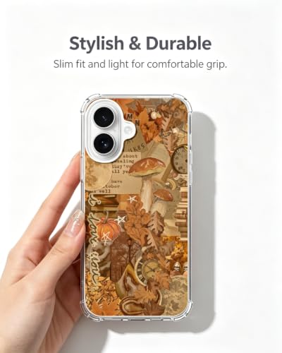 Fall Aesthetic Case Compatible with iPhone 17, Orange Leaves Pumpkins Phone Cover for iPhone 17 - color: Fall Aesthetic