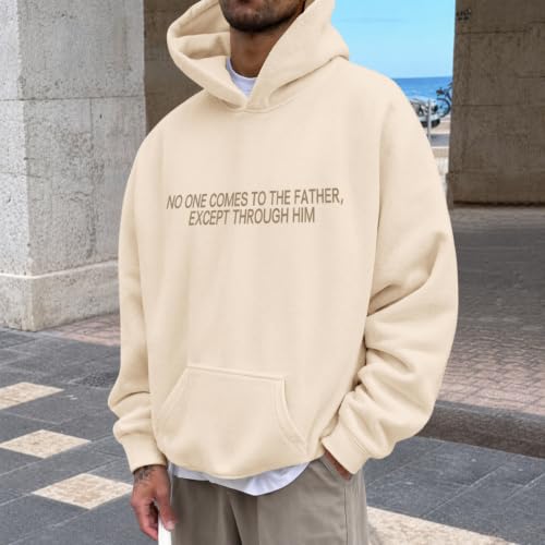BeWithYou Christian Jesus Hoodies for Men Religious Faith God Sweatshirt Inspirational Bible Verse Graphic Hoodie Pullover - color: Apricot, size: XX-Large