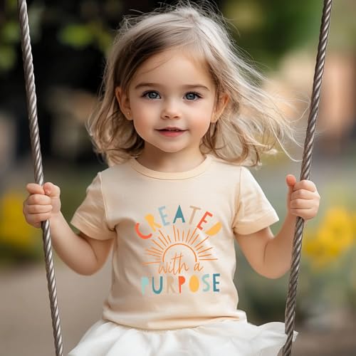 Kids Christian Shirt Toddler Created with a Purpose Shirt Boys Girls Bible Verse Religious Clothes 2-7 Years - color: Created With a Purpose#1, size: 2T