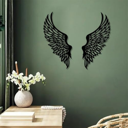 DUOOLN Angel Wings Metal Wall Decor Art, Abstract Butterfly Sculpture Black - color: Black - 2 Pcs Wings