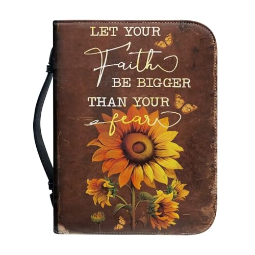 Sunflower Fall Women Bible Carrying Case - Multi-Purpose Bible Carrier - Lightweight Bible Cover for Woman - Large Size - color: Sunflower Fall, size: L