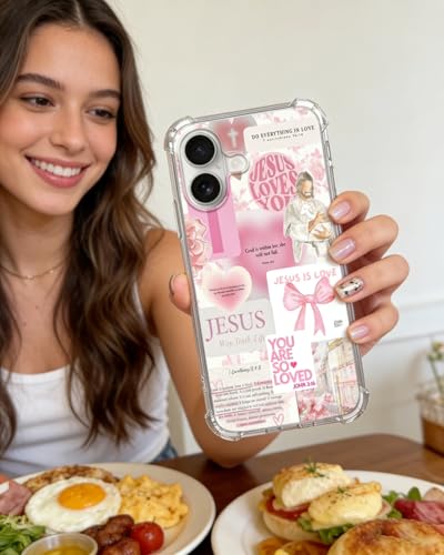 Pink Christian Aesthetic Phone Case Compatible with iPhone 17, Lord Jesus Love Phone Cover for iPhone 17 - color: Pink Christian