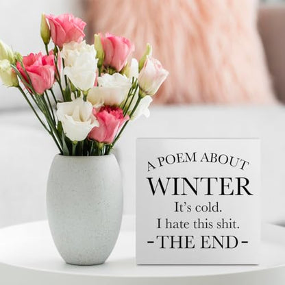 Funny Quotes Office Supplies Rustic Desk Decor White Wooden Box Sign - color: White0392