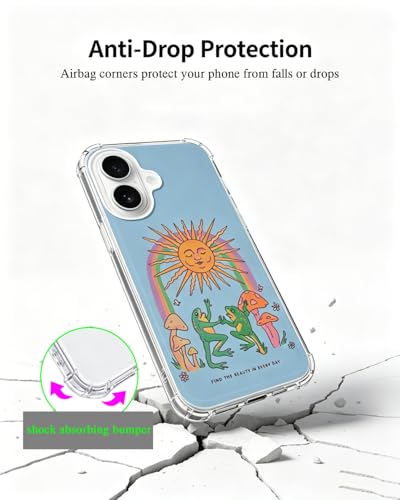 Hippie Dancing Frogs and Sun Phone Case Compatible with iPhone 17 - color: Frogs and Sun