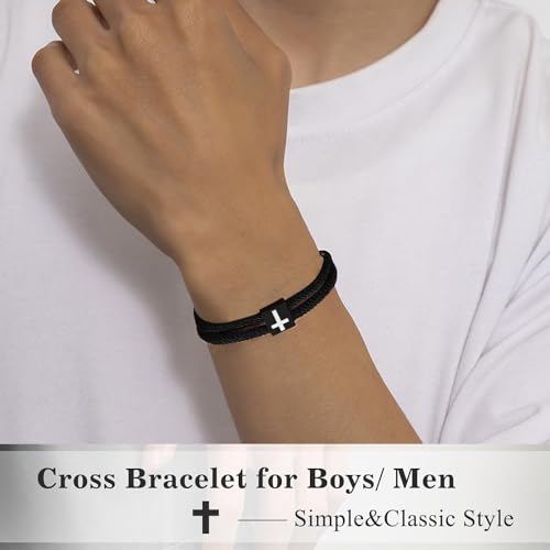 Cross Bracelet Cross Necklace Jewelry Set for Boys, First Communion, Baptism, Confirmation Gifts for Teenage Boys