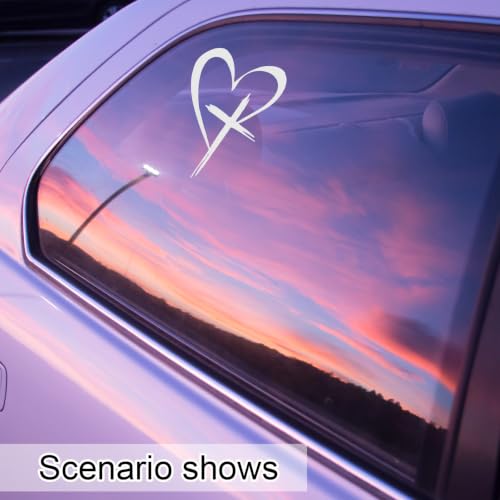 Yuanchu 5 Pcs White Black Heart Cross Print Car Stickers, Trust in God Car Decals, Love Heart Cross Stickers for Cars Car's Decal for Window Bumper Laptop