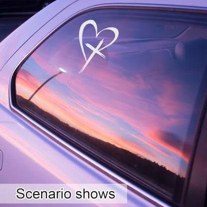 Yuanchu 5 Pcs White Black Heart Cross Print Car Stickers, Trust in God Car Decals, Love Heart Cross Stickers for Cars Car's Decal for Window Bumper Laptop
