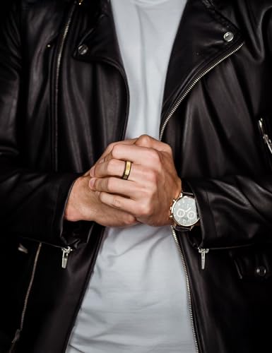 King Will 8mm Black/Gold/Silver Prayer Stainless Steel Ring - color: cross gold & black