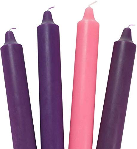 Concordia Supply 16" x 1.5" Advent Wreath Taper Candles (3 Purple, 1 Rose)