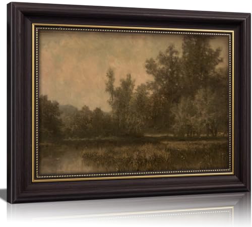 Vintage Framed Moody Landscape Wall Art, Rustic Forest Wall Decor - color: Vintage Landscape, size: 12"L x 16"W