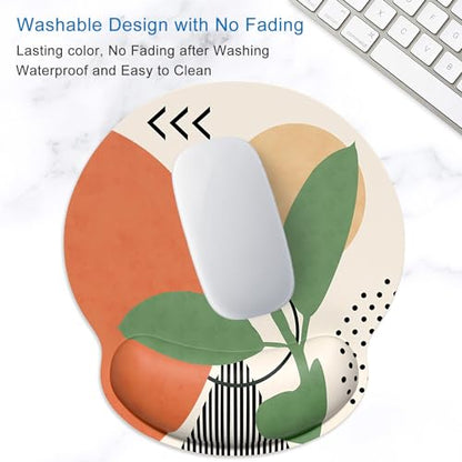 ITNRSIIET Ergonomic Mouse Pad with Wrist Support Wrist Rest Smooth Surface Non-Slip Rubber Base Comfortable Office Supplies Pain Relief, 9.8 x 9.1 inches, Modern Abstract Style - color: Modern Abstract Style