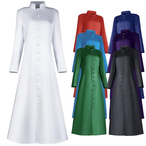 Clergy Robes for Women Men Minister Priest Robe Cosplay Cassock Choir Uniform Church Costume - color: White, size: Large