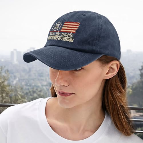 U.S. 250th Anniversary 250 Years Freedoms 1776-2026 Baseball Hats Funny - color: Navy Blue