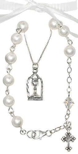 Catholic Communion Rosary Bracelet Created with Swarovski® Crystals, Glass - color: Holy Eucharist