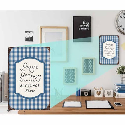 Praise God from Whom All Blessings Flow Farmhouse Metal Sign 8 x 12 Inch