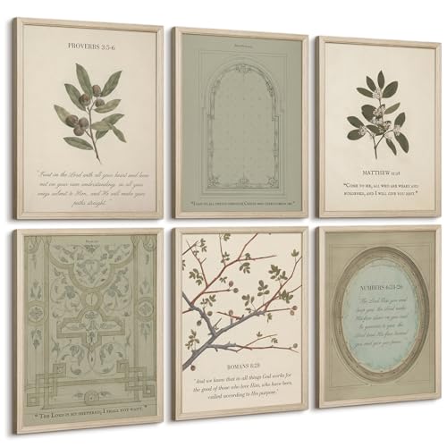 Sage Green Christian Wall Art Posters Vintage Bible Verse Canvas Wall Decor Scripture Botanical Art Prints Religious Pictures Christian Paintings Artwork for Living Room Bedroom 8x10x6 Inch Unframed - color: Green Bible Art, size: 10"L x 8"W