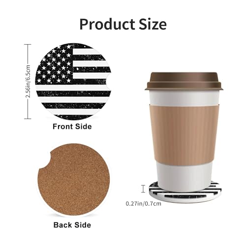American Flag Retro Car Cup Holder Coasters 2 Pack 2.63" for Women - color: White