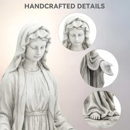 Virgin Mary Statue Outdoor, Large 30 in Religious Garden Statue - color: Virgin Mary-30"