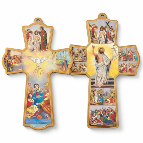 Christian Wall Crosses Set of 2, Jesus & Holy Spirit MDF Wall Décor