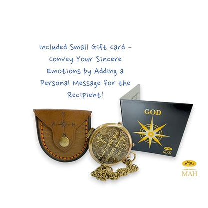 Handmade Religious Brass Compass Gift with Engraved & Embossed Faith Messages – Inspirational Christian Religious Gift Keepsake for Baptism, Confirmation, Christening, First Communion or Christmas - style: God is with You – Edition 1