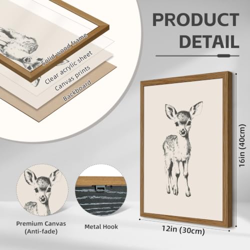Nursery Wall Art Woodland Animal Canvas Wall Decor Baby Room Pictures Forest Animal Prints Kids Wall Art Pine Tree Poster Nature Vintage Artwork Deer Fox Painting for Bedroom 12x16x7 Inch Unframed - color: Baby Animal Prints, size: 16"L x 12"W