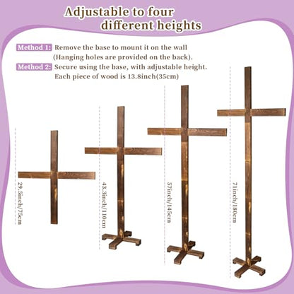 GOSR 71" Extra Large Wood Standing Cross, Wooden Wedding Arch Style